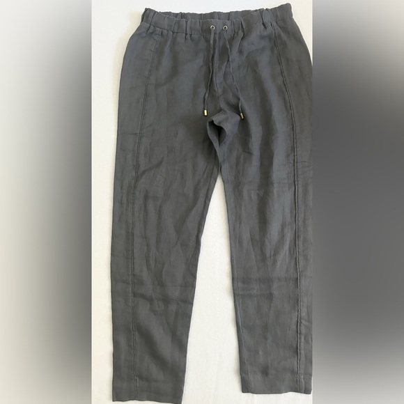 Ellen Tracy 100% Linen Size XL Gray Pull‎ On Pants With Drawstring Beachy - Picture 1 of 7